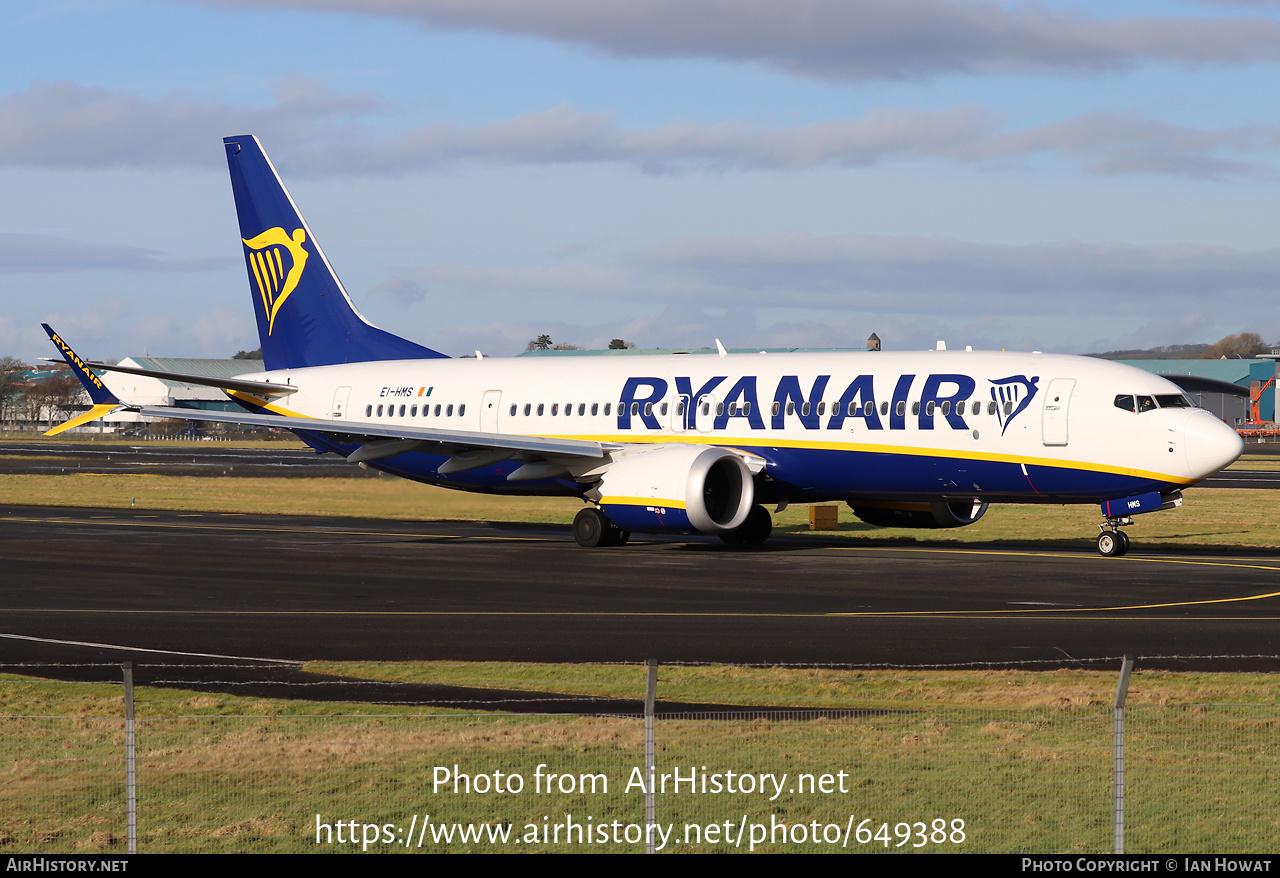 Aircraft Photo of EI-HMS | Boeing 737-8200 Max 200 | Ryanair | AirHistory.net #649388