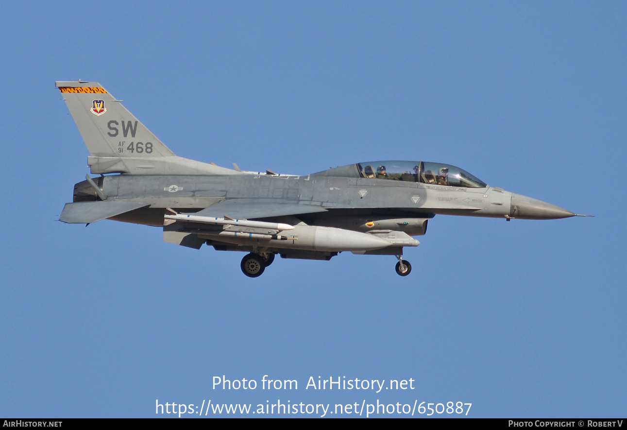 Aircraft Photo of 91-0468 / AF91-468 | General Dynamics F-16DM Fighting Falcon | USA - Air Force | AirHistory.net #650887