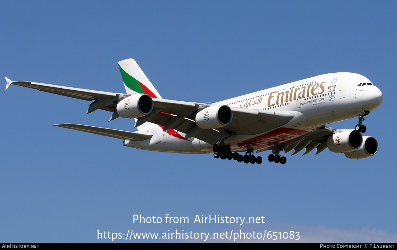 Aircraft Photo of A6-EDW | Airbus A380-861 | Emirates | AirHistory.net #651083