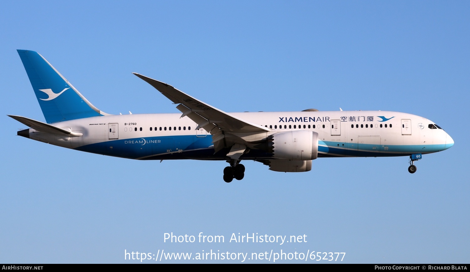 Aircraft Photo Of B-2760 | Boeing 787-8 Dreamliner | Xiamen Airlines ...