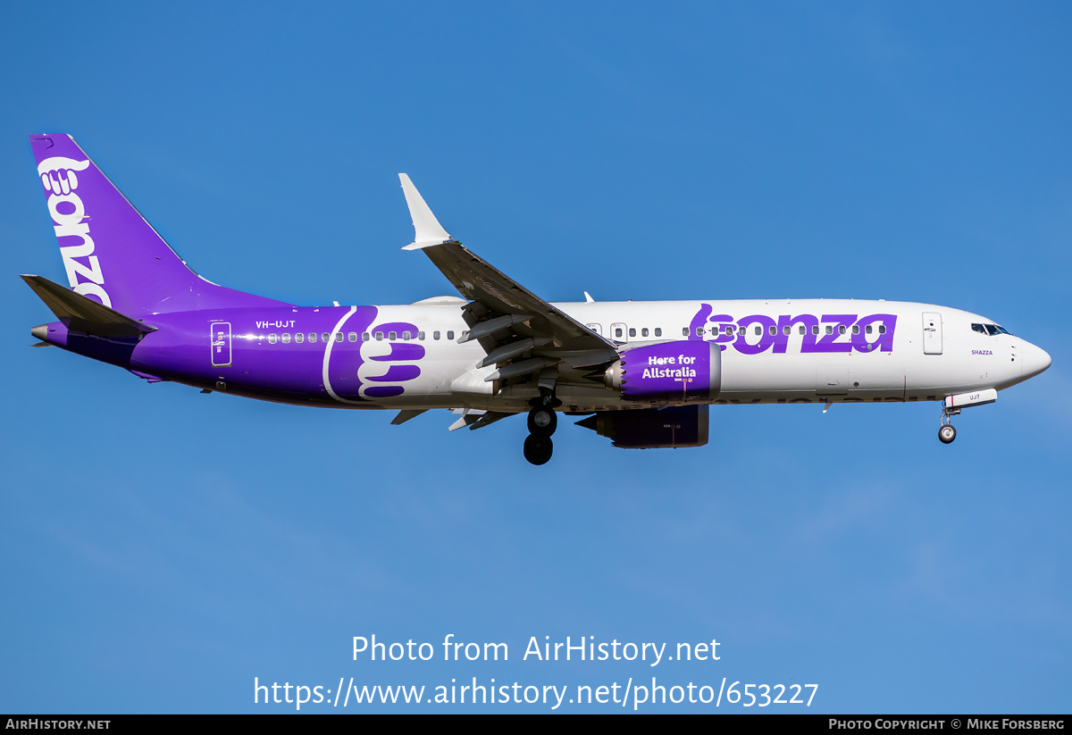 Aircraft Photo of VH-UJT | Boeing 737-8 Max 8 | Bonza Aviation | AirHistory.net #653227