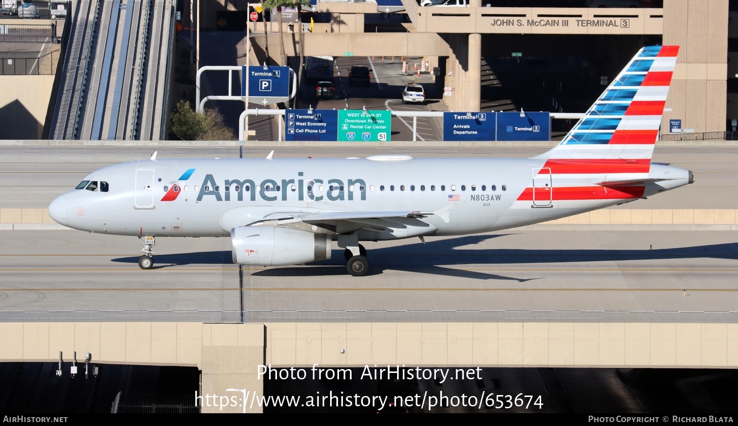 Aircraft Photo of N803AW | Airbus A319-132 | American Airlines | AirHistory.net #653674