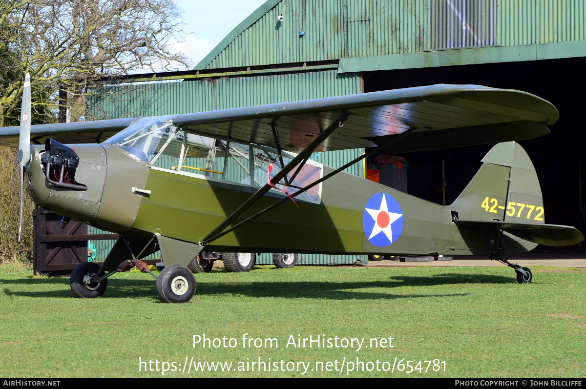 Aircraft Photo of G-BSXT / 42-5772 | Piper J-5A Cub Cruiser | USA - Air Force | AirHistory.net #654781