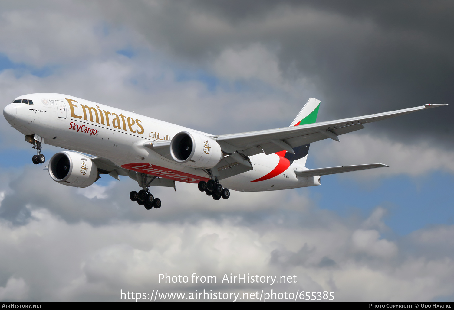 Aircraft Photo of A6-EFI | Boeing 777-F1H | Emirates SkyCargo | AirHistory.net #655385