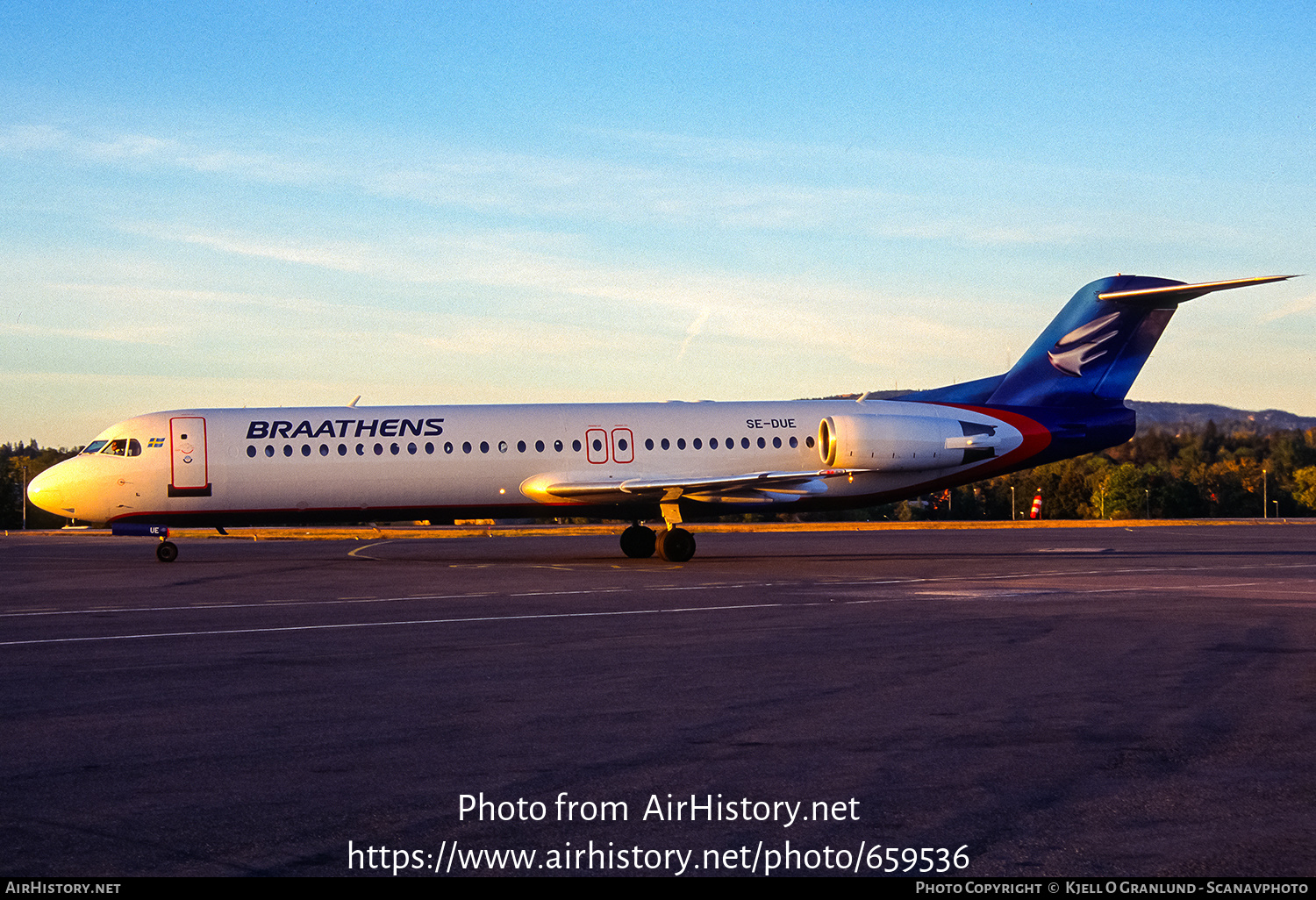 Aircraft Photo of SE-DUE | Fokker 100 (F28-0100) | Braathens | AirHistory.net #659536