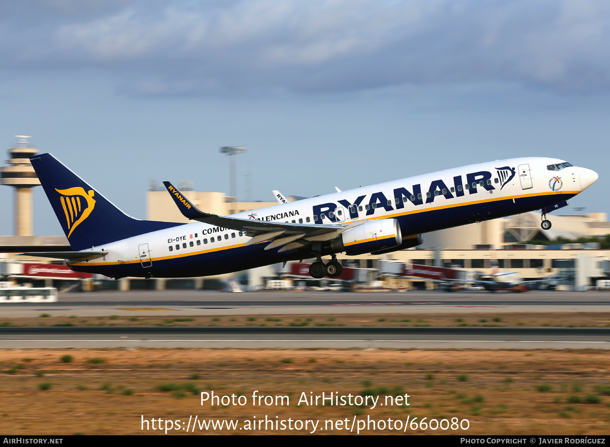 Aircraft Photo of EI-DYE | Boeing 737-8AS | Ryanair | AirHistory.net #660080