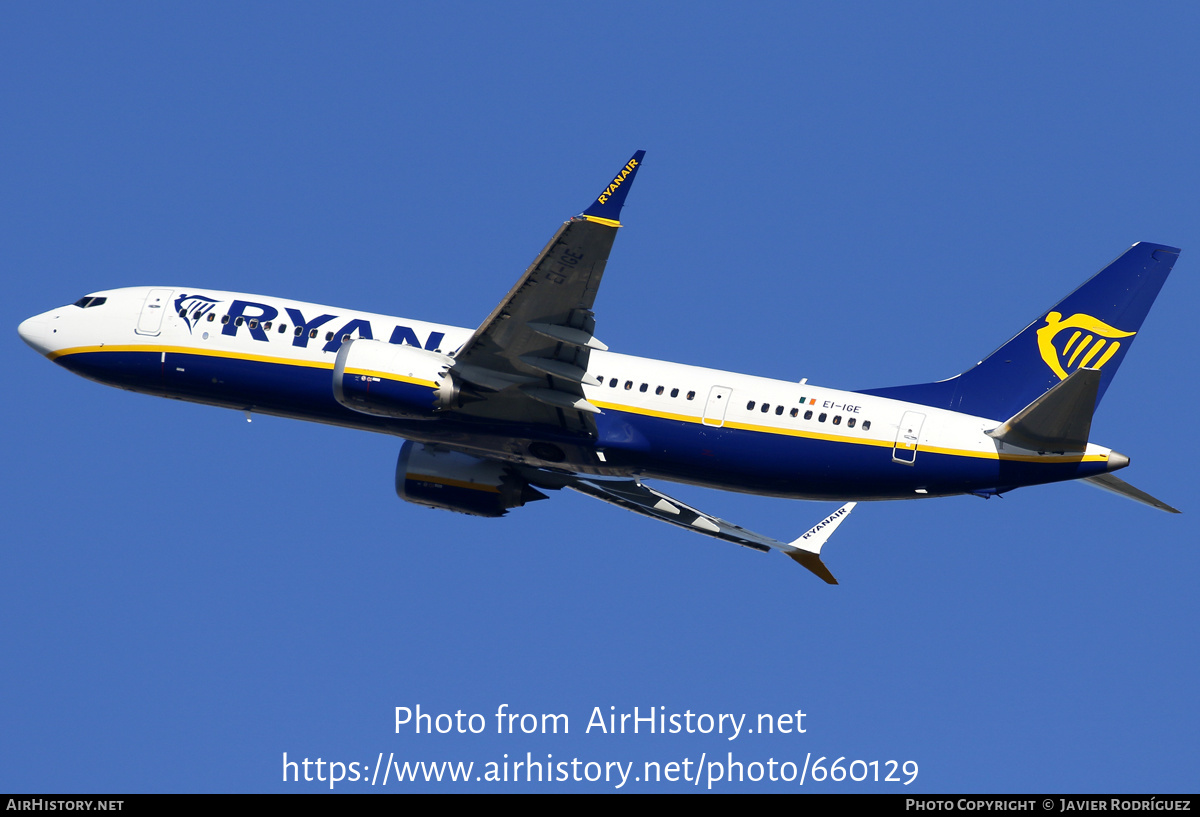 Aircraft Photo of EI-IGE | Boeing 737-8 Max 8 | Ryanair | AirHistory.net #660129