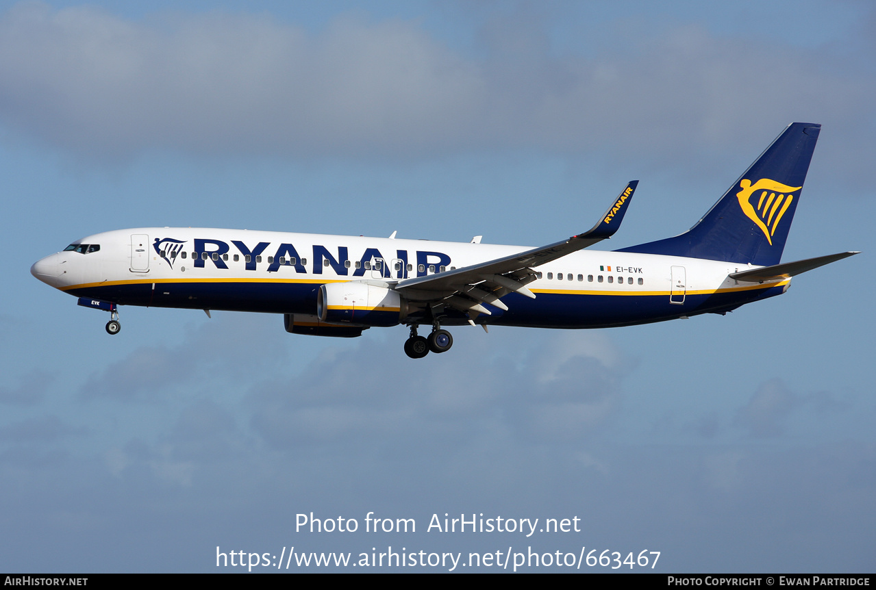 Aircraft Photo of EI-EVK | Boeing 737-8AS | Ryanair | AirHistory.net #663467