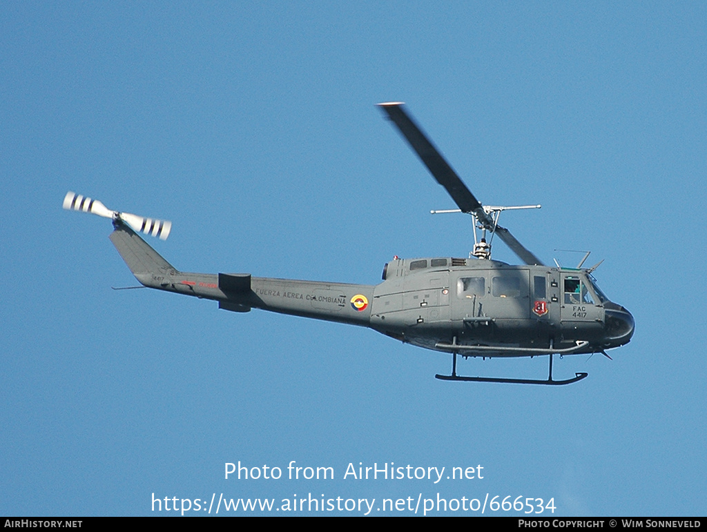 Aircraft Photo of FAC4417 | Bell UH-1H-II Iroquois | Colombia - Air Force | AirHistory.net #666534