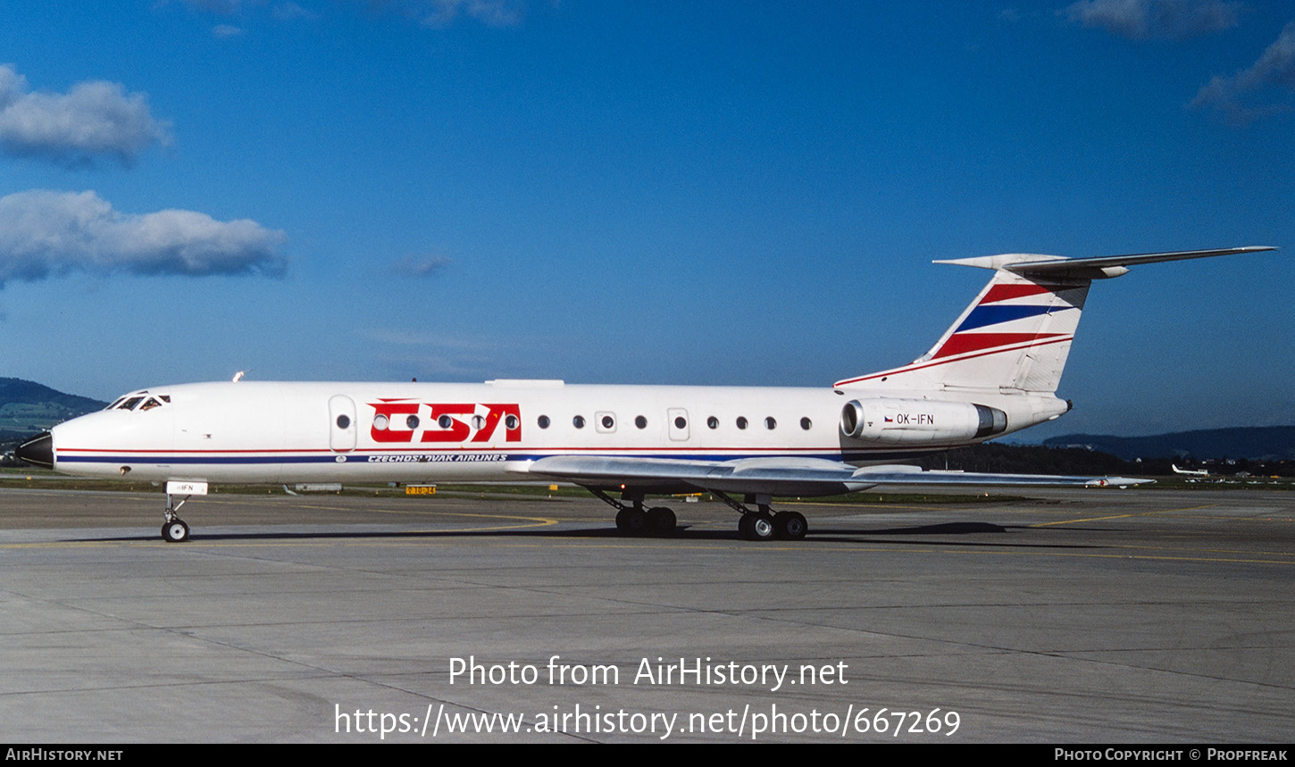 Aircraft Photo of OK-IFN | Tupolev Tu-134A | ČSA - Československé Aerolinie - Czechoslovak Airlines | AirHistory.net #667269