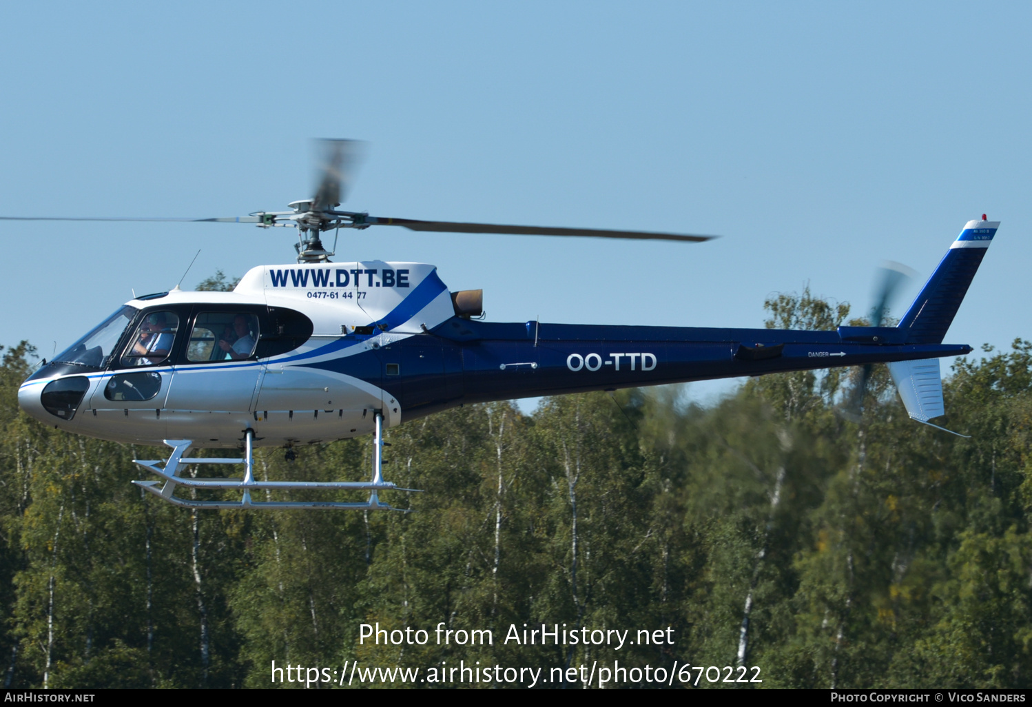 Aircraft Photo of OO-TTD | Eurocopter AS-350BA Ecureuil | Degroote Trucks & Trailers | AirHistory.net #670222