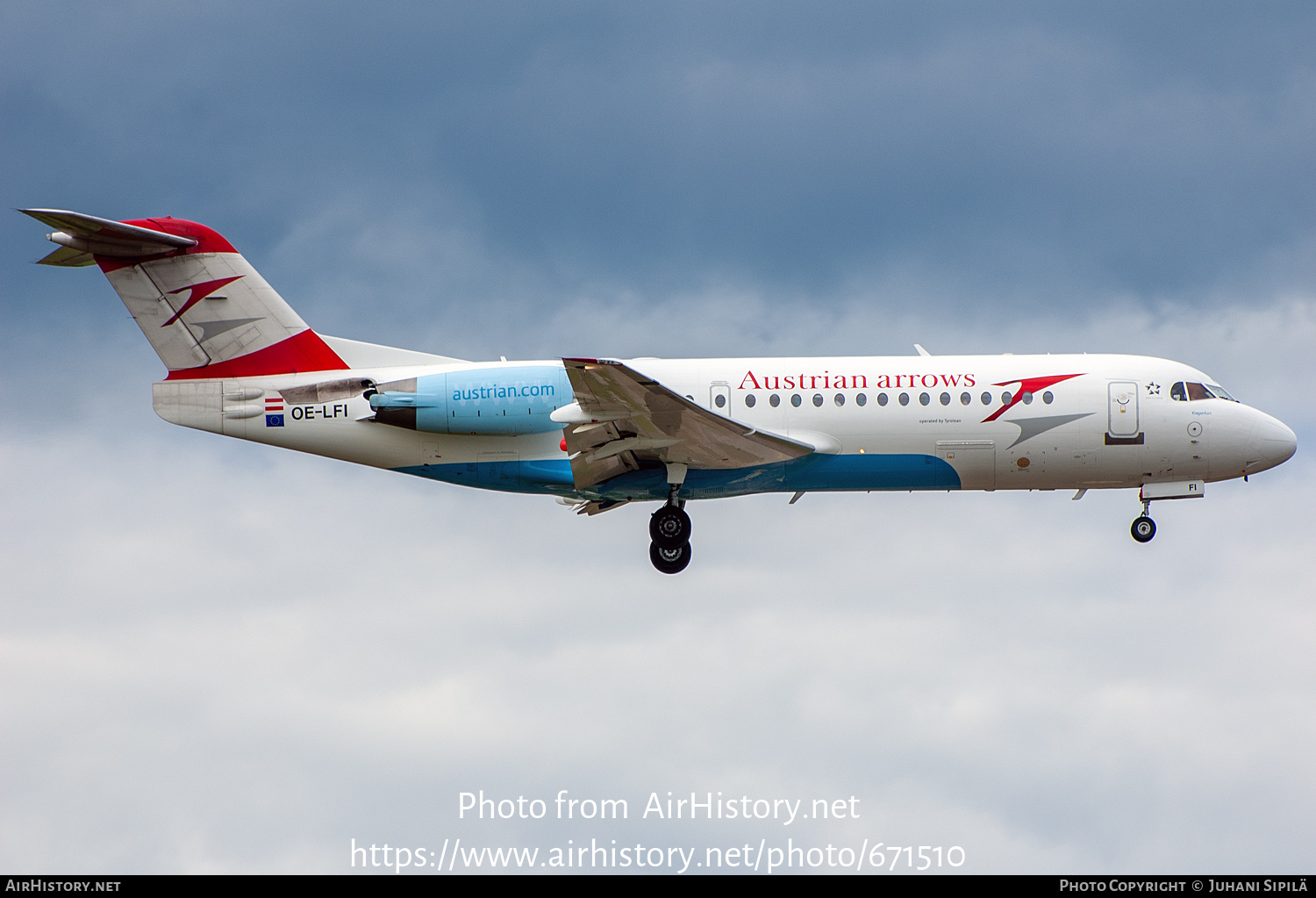 Aircraft Photo of OE-LFI | Fokker 70 (F28-0070) | Austrian Arrows | AirHistory.net #671510