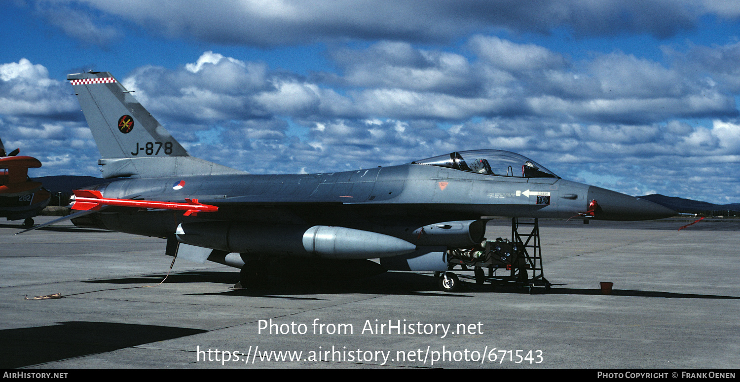 Aircraft Photo of J-878 | General Dynamics F-16A Fighting Falcon | Netherlands - Air Force | AirHistory.net #671543