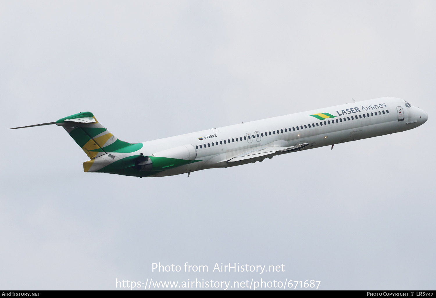 Aircraft Photo of YV2923 | McDonnell Douglas MD-82 (DC-9-82) | LASER Airlines - Líneas Aéreas de Servicio Ejecutivo Regional | AirHistory.net #671687