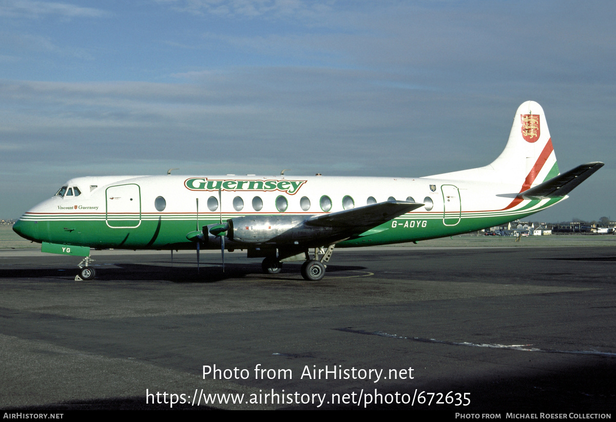 Aircraft Photo of G-AOYG | Vickers 806 Viscount | Guernsey Airlines | AirHistory.net #672635