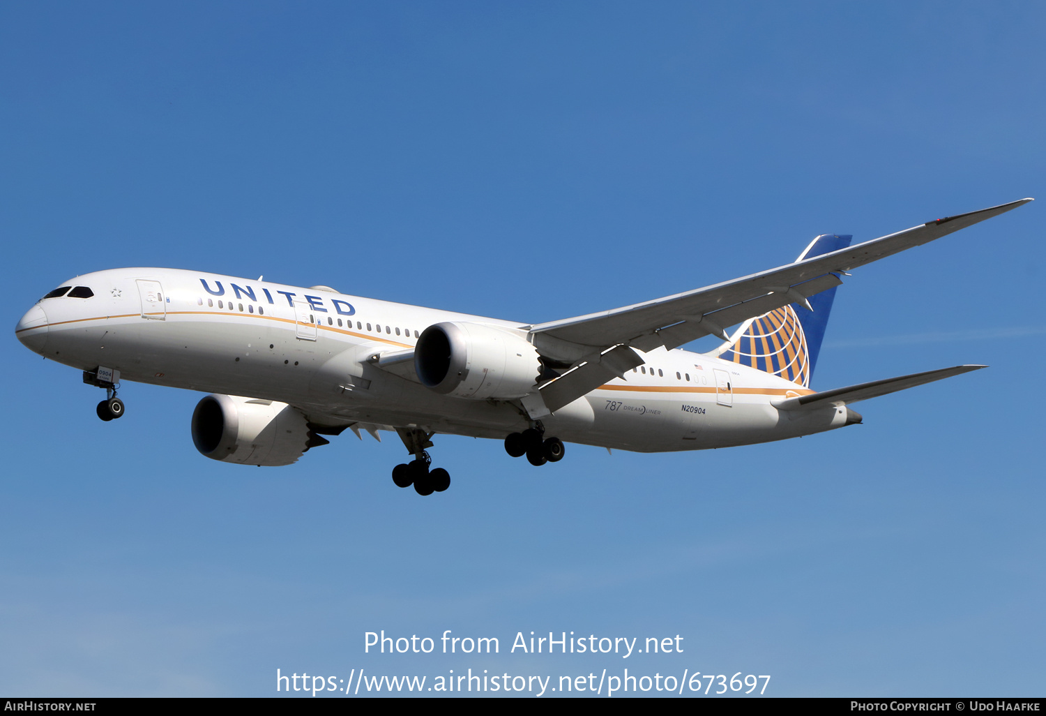 Aircraft Photo of N20904 | Boeing 787-8 Dreamliner | United Airlines | AirHistory.net #673697