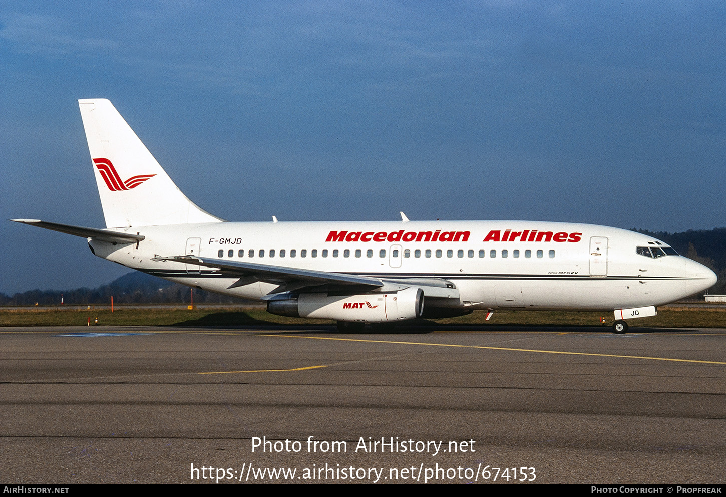 Aircraft Photo of F-GMJD | Boeing 737-2K5/Adv | MAT - Macedonian Airlines | AirHistory.net #674153