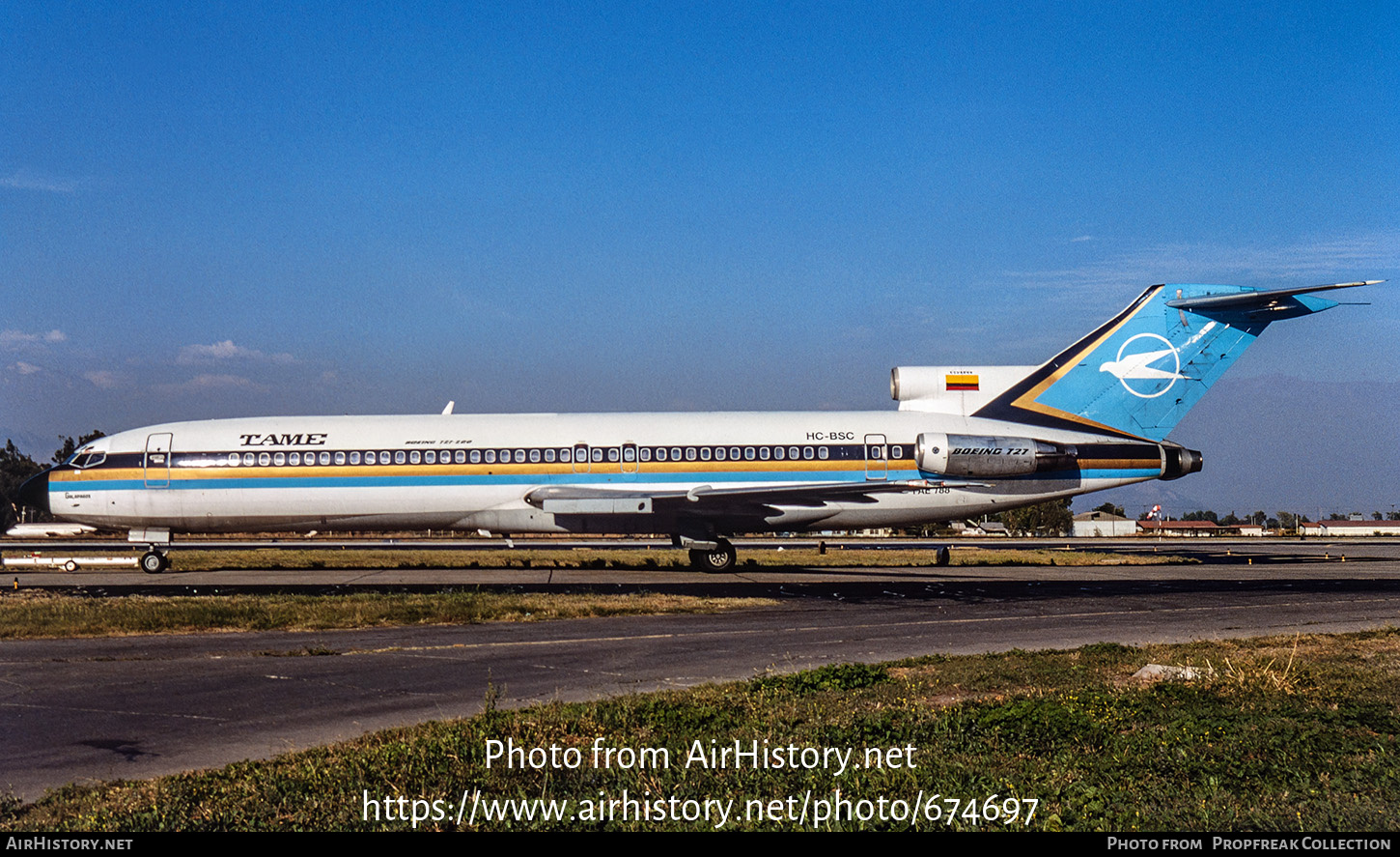 Aircraft Photo of HC-BSC / FAE-788 | Boeing 727-230/Adv | TAME - Transportes Aéreos Militares Ecuatorianos | AirHistory.net #674697