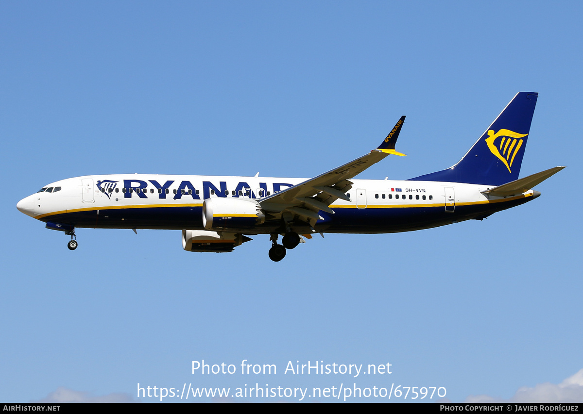 Aircraft Photo of 9H-VVN | Boeing 737-8200 Max 200 | Ryanair | AirHistory.net #675970