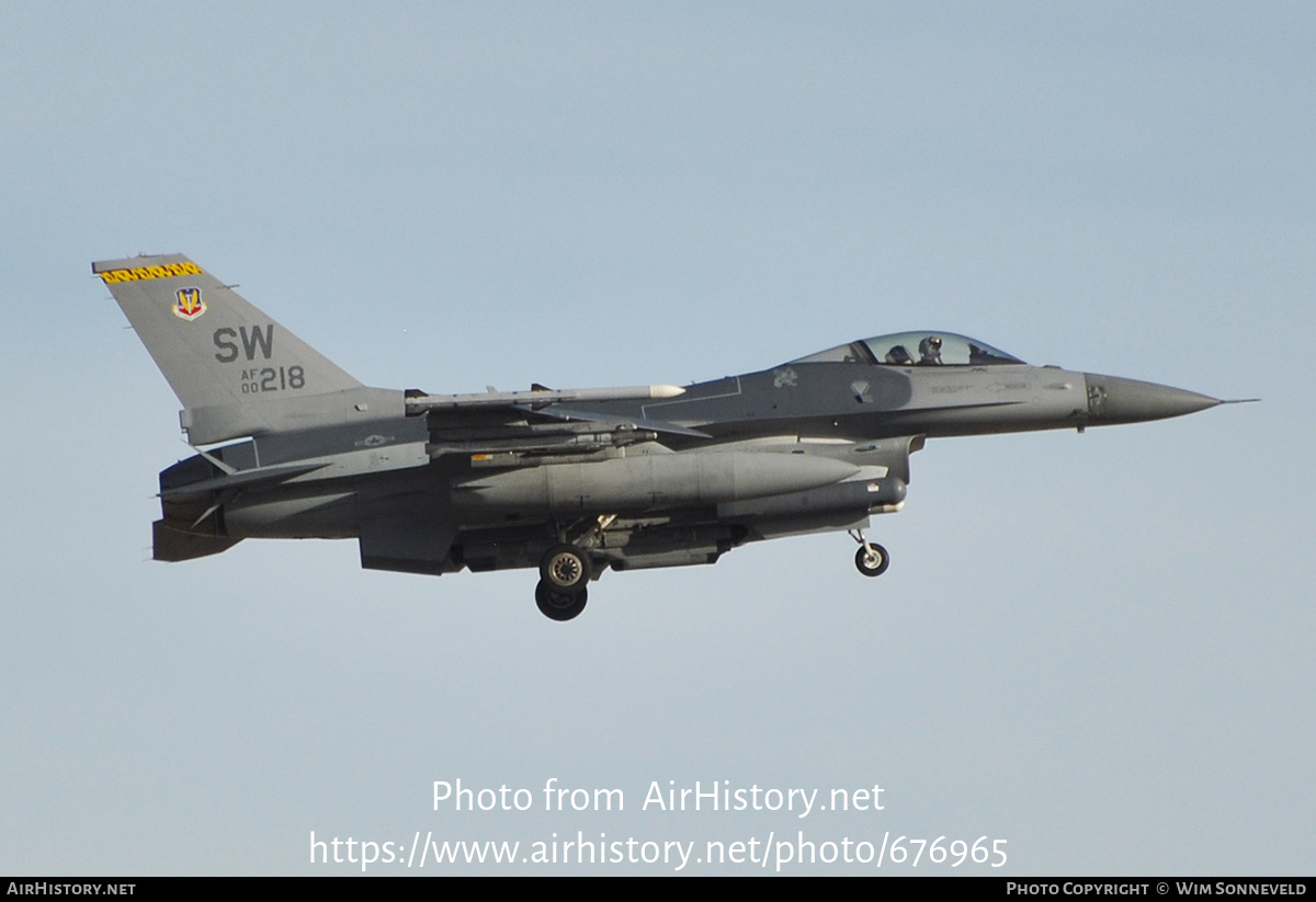 Aircraft Photo of 00-0218 / AF00-218 | General Dynamics F-16CM Fighting Falcon | USA - Air Force | AirHistory.net #676965