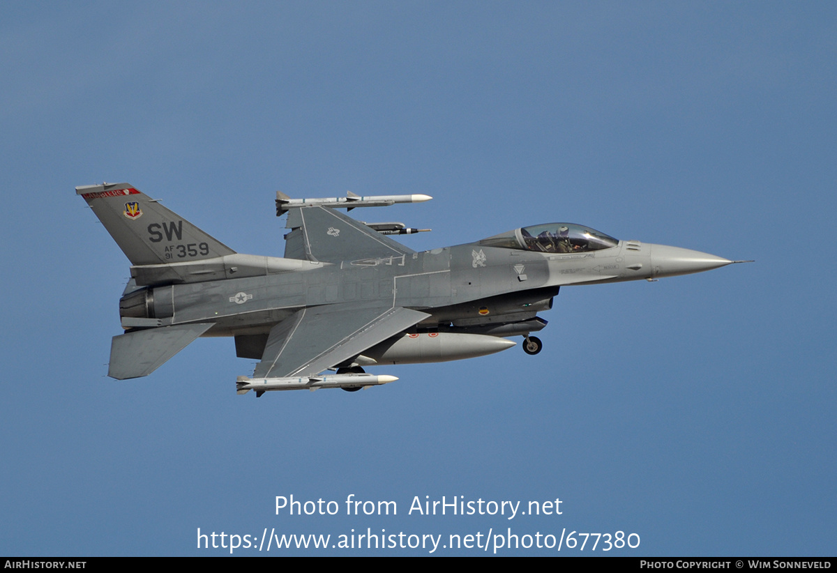 Aircraft Photo of 91-0359 / AF91-359 | General Dynamics F-16CG Night Falcon | USA - Air Force | AirHistory.net #677380