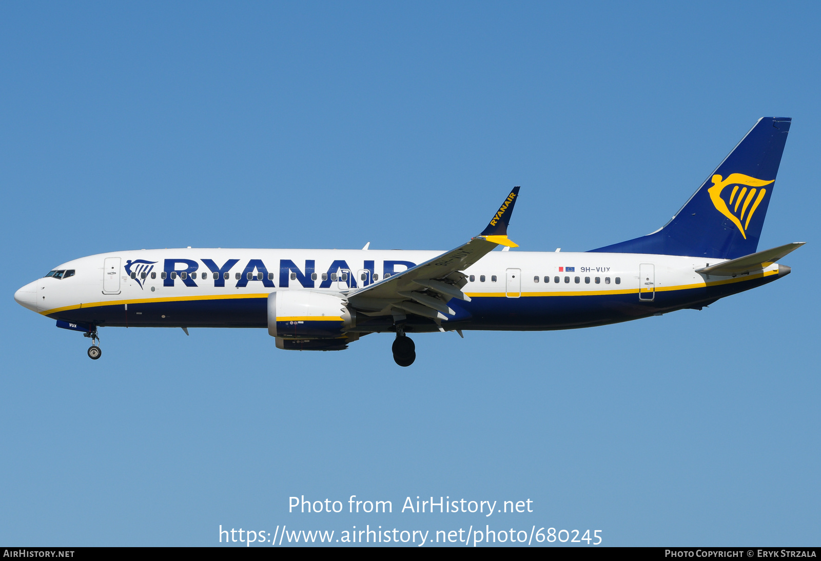 Aircraft Photo of 9H-VUX | Boeing 737-8200 Max 200 | Ryanair | AirHistory.net #680245