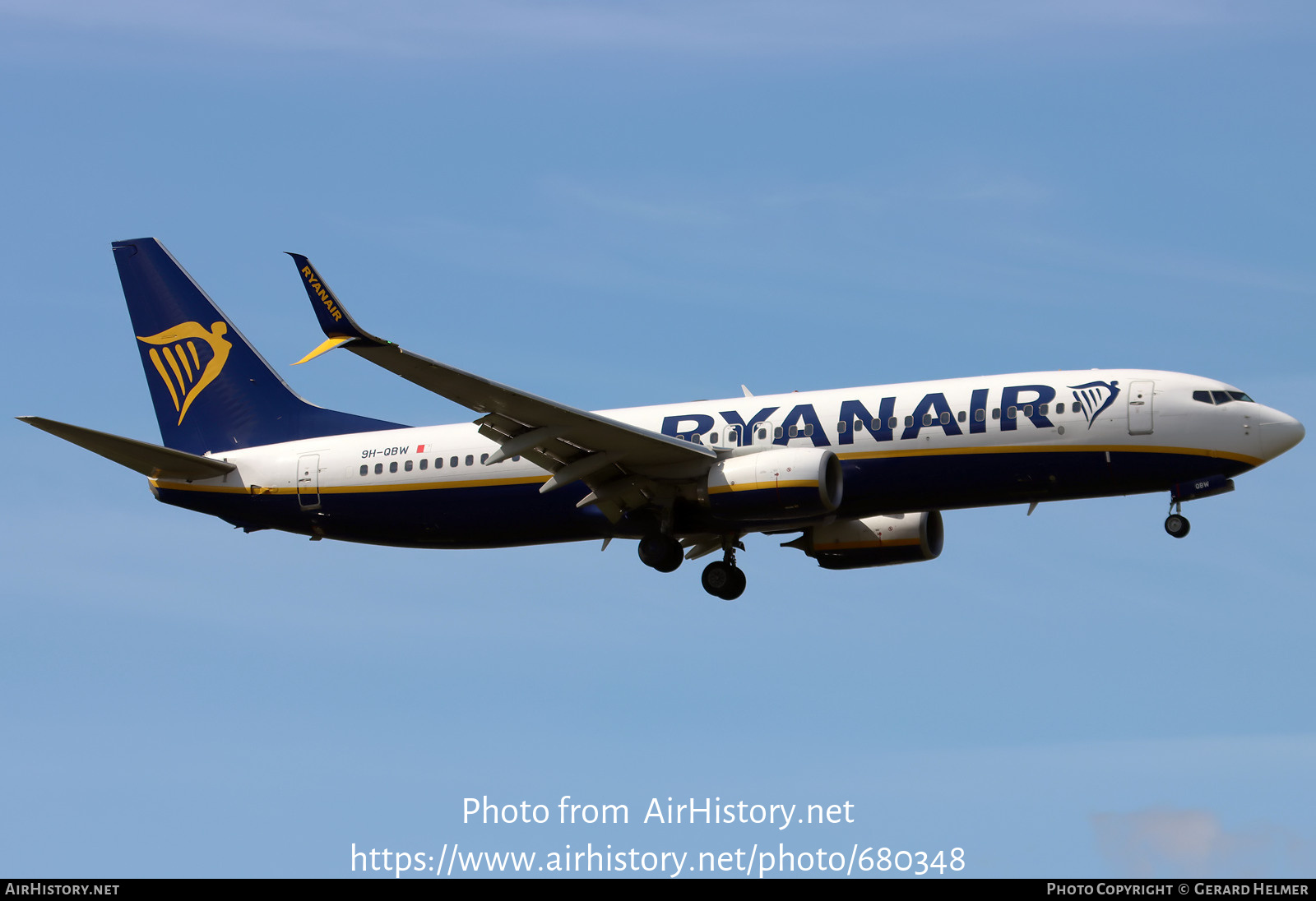 Aircraft Photo of 9H-QBW | Boeing 737-8AS | Ryanair | AirHistory.net #680348