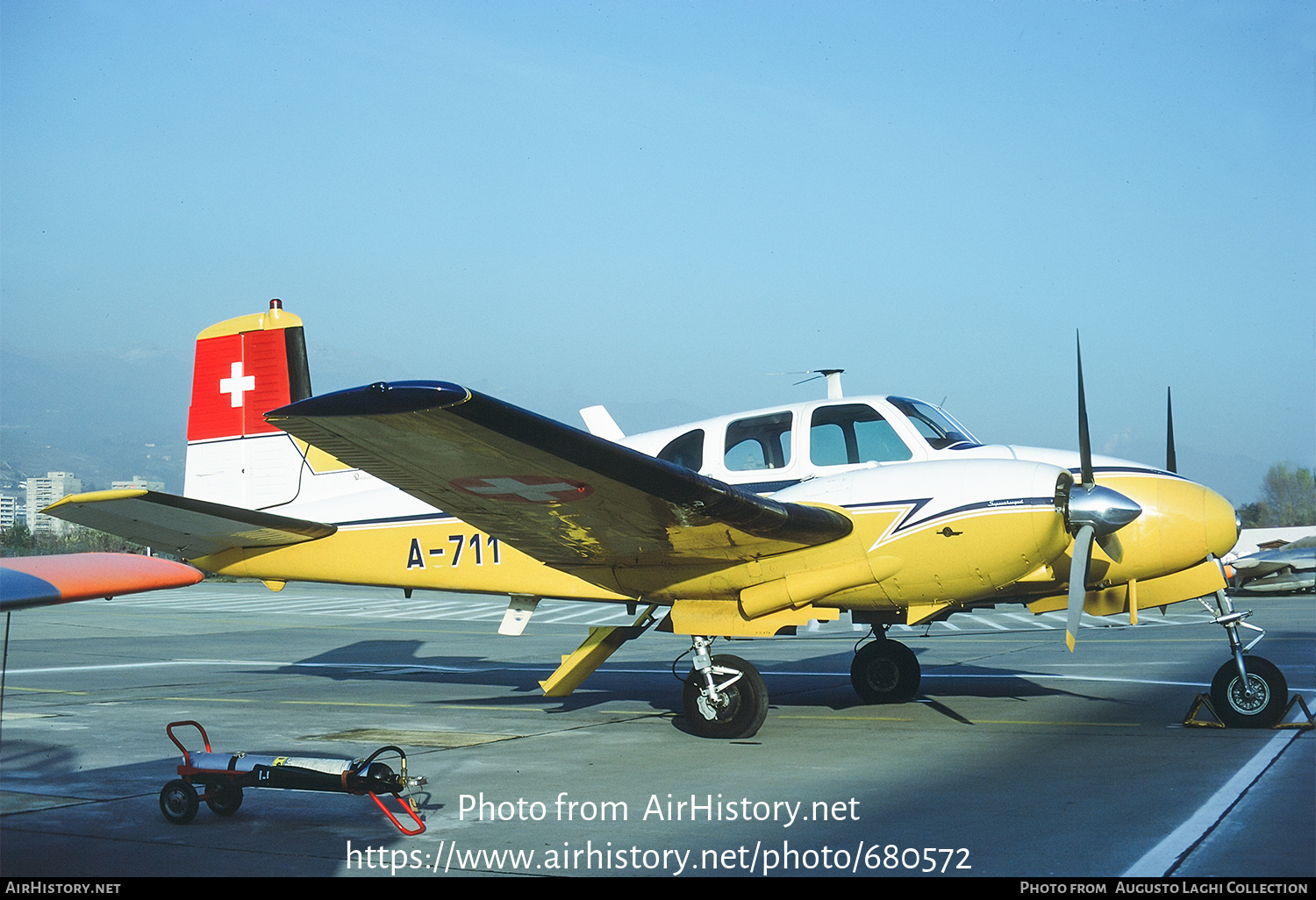 Aircraft Photo of A-711 | Beech E50 Twin Bonanza | Switzerland - Air Force | AirHistory.net #680572