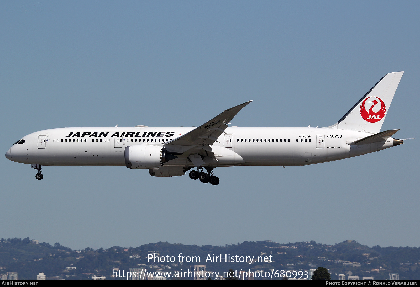 Aircraft Photo of JA873J | Boeing 787-9 Dreamliner | Japan Airlines - JAL | AirHistory.net #680993