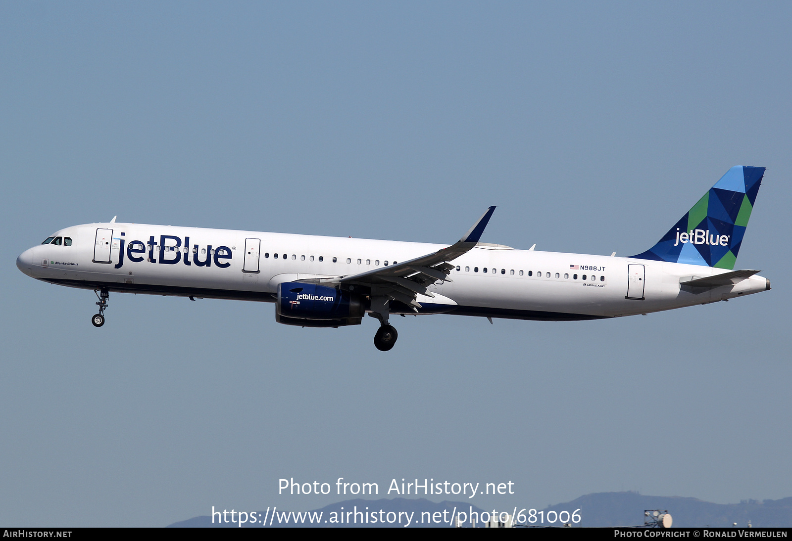 Aircraft Photo of N988JT | Airbus A321-231 | JetBlue Airways | AirHistory.net #681006