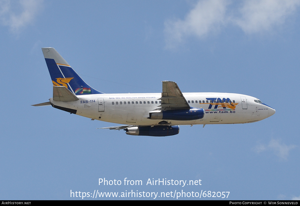 Aircraft Photo of FAB-114 | Boeing 737-230/Adv | Bolivia - Transporte Aéreo Militar | AirHistory.net #682057