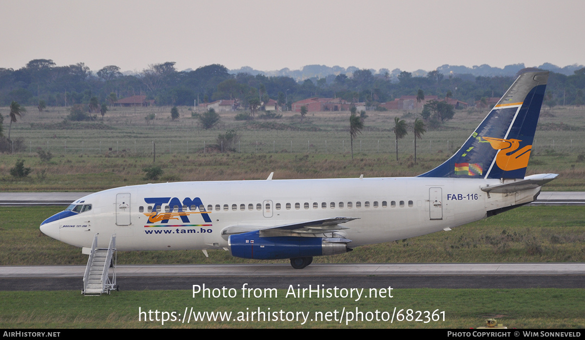 Aircraft Photo of FAB-116 | Boeing 737-230/Adv | Bolivia - Transporte Aéreo Militar | AirHistory.net #682361