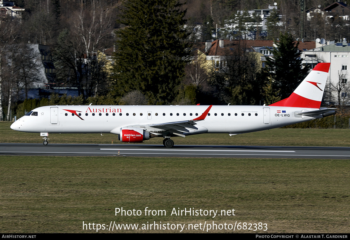 Aircraft Photo of OE-LWG | Embraer 195LR (ERJ-190-200LR) | Austrian Airlines | AirHistory.net #682383