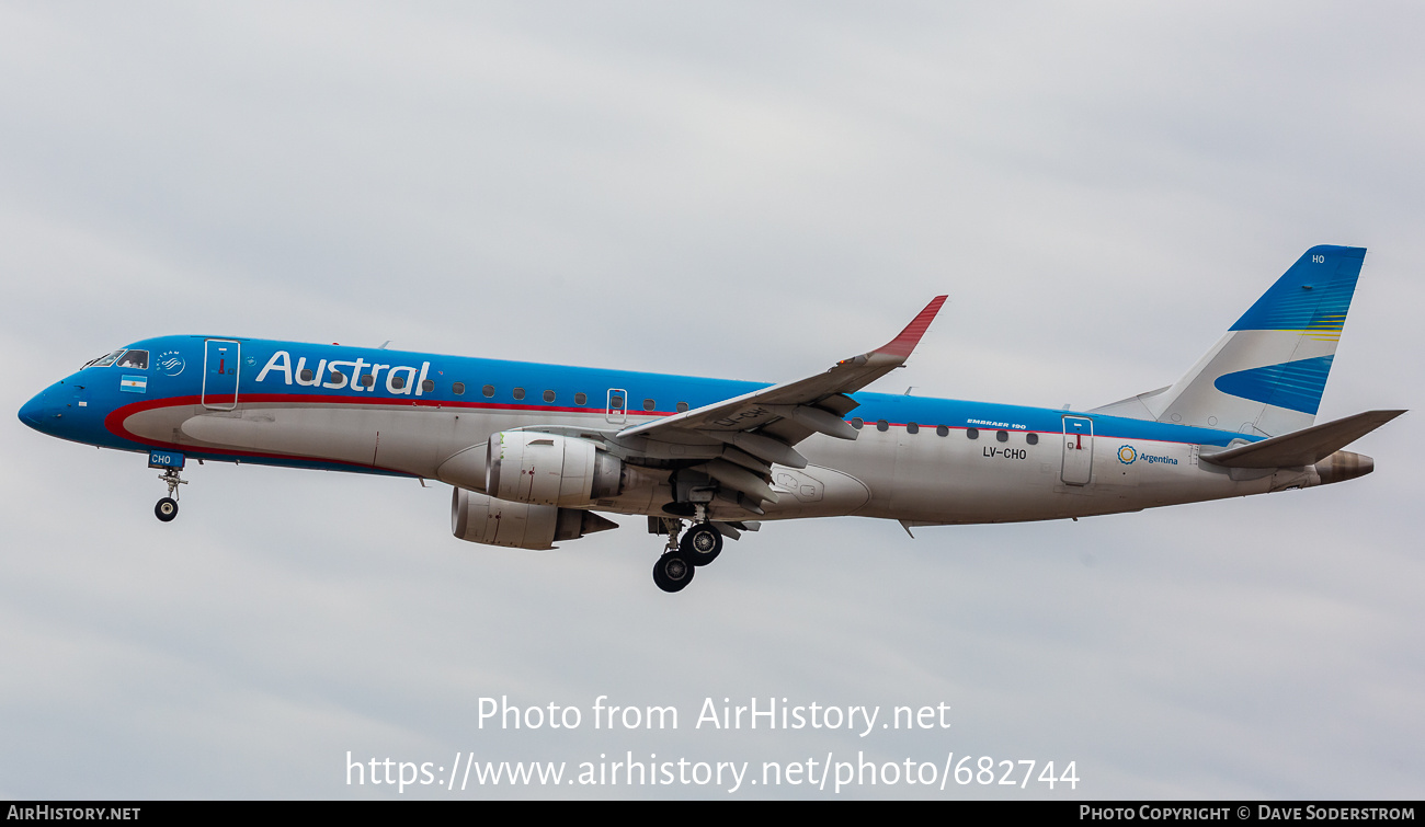 Aircraft Photo of LV-CHO | Embraer 190AR (ERJ-190-100IGW) | Austral Líneas Aéreas | AirHistory.net #682744