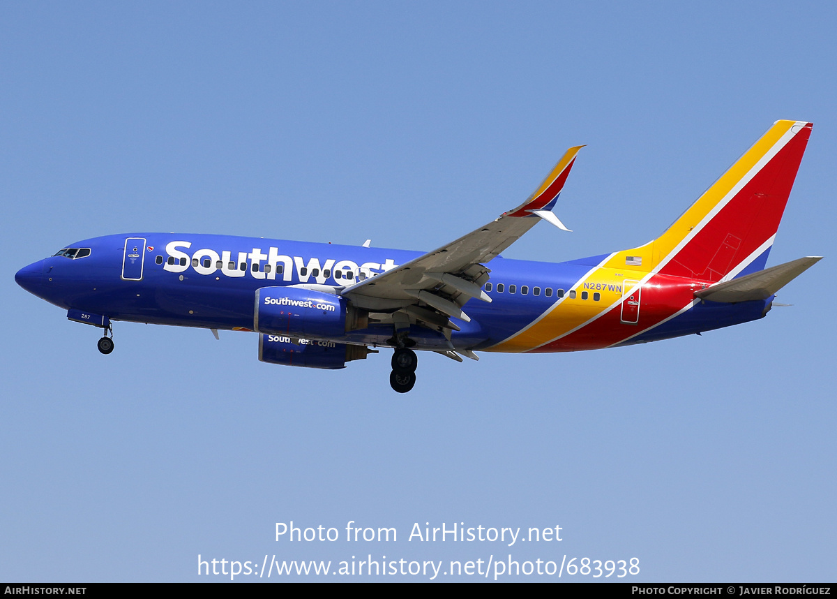 Aircraft Photo of N287WN | Boeing 737-7H4 | Southwest Airlines | AirHistory.net #683938