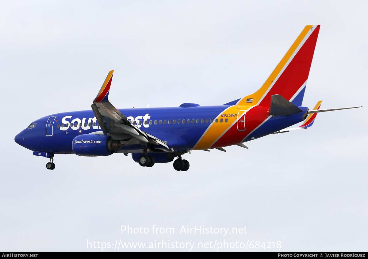 Aircraft Photo of N925WN | Boeing 737-7H4 | Southwest Airlines | AirHistory.net #684218