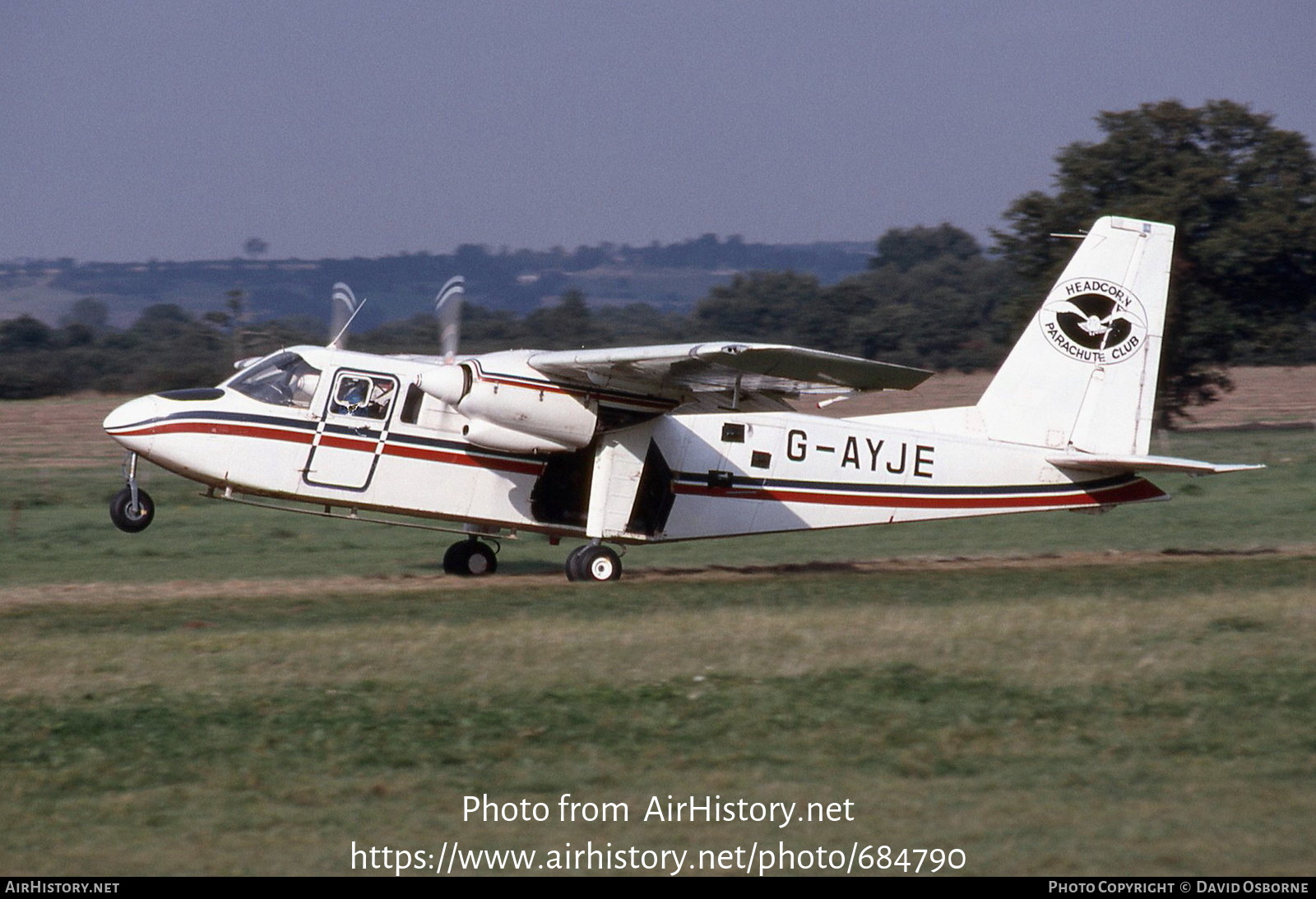 Aircraft Photo of G-AYJE | Britten-Norman BN-2A-26 Islander | Headcorn Parachute Club | AirHistory.net #684790