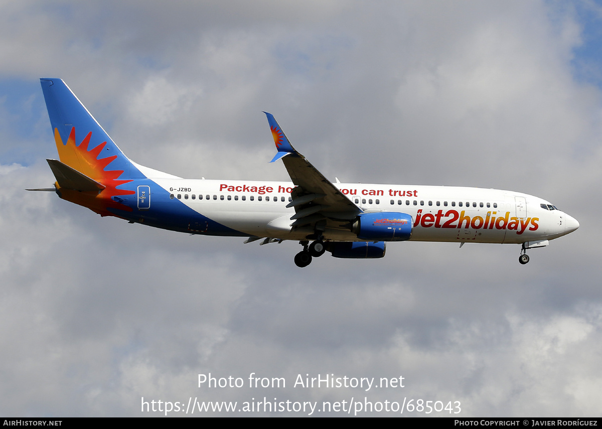 Aircraft Photo of G-JZBD | Boeing 737-800 | Jet2 Holidays | AirHistory.net #685043