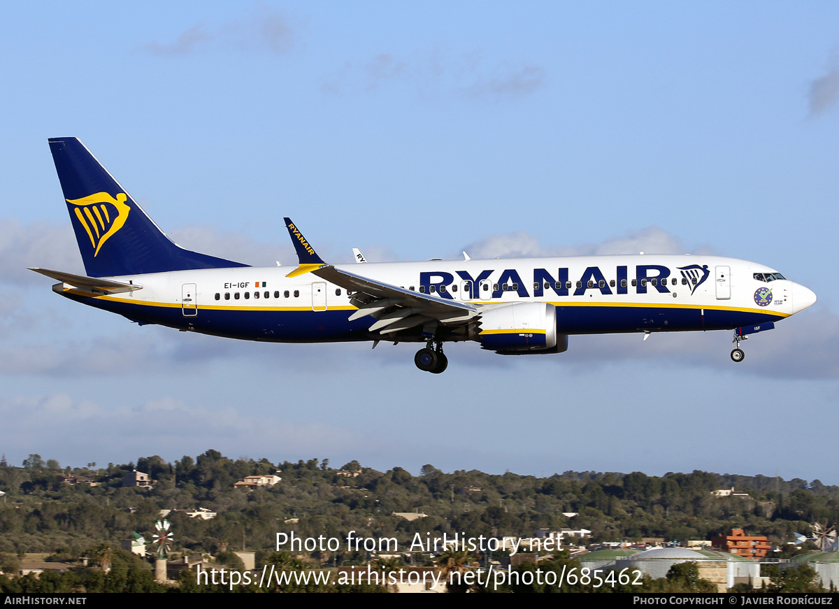 Aircraft Photo of EI-IGF | Boeing 737-8200 Max 200 | Ryanair | AirHistory.net #685462