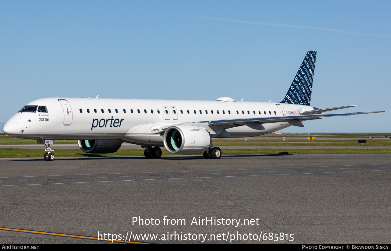 Aircraft Photo of C-GKXH | Embraer 195-E2 (ERJ-190-400) | Porter Airlines | AirHistory.net #685815