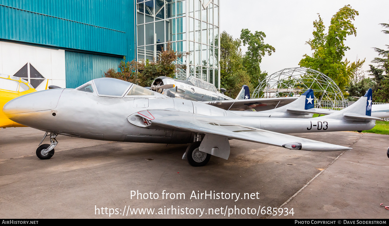 Aircraft Photo of J-03 | De Havilland D.H. 115 Sea Vampire T22 | Chile - Air Force | AirHistory.net #685934