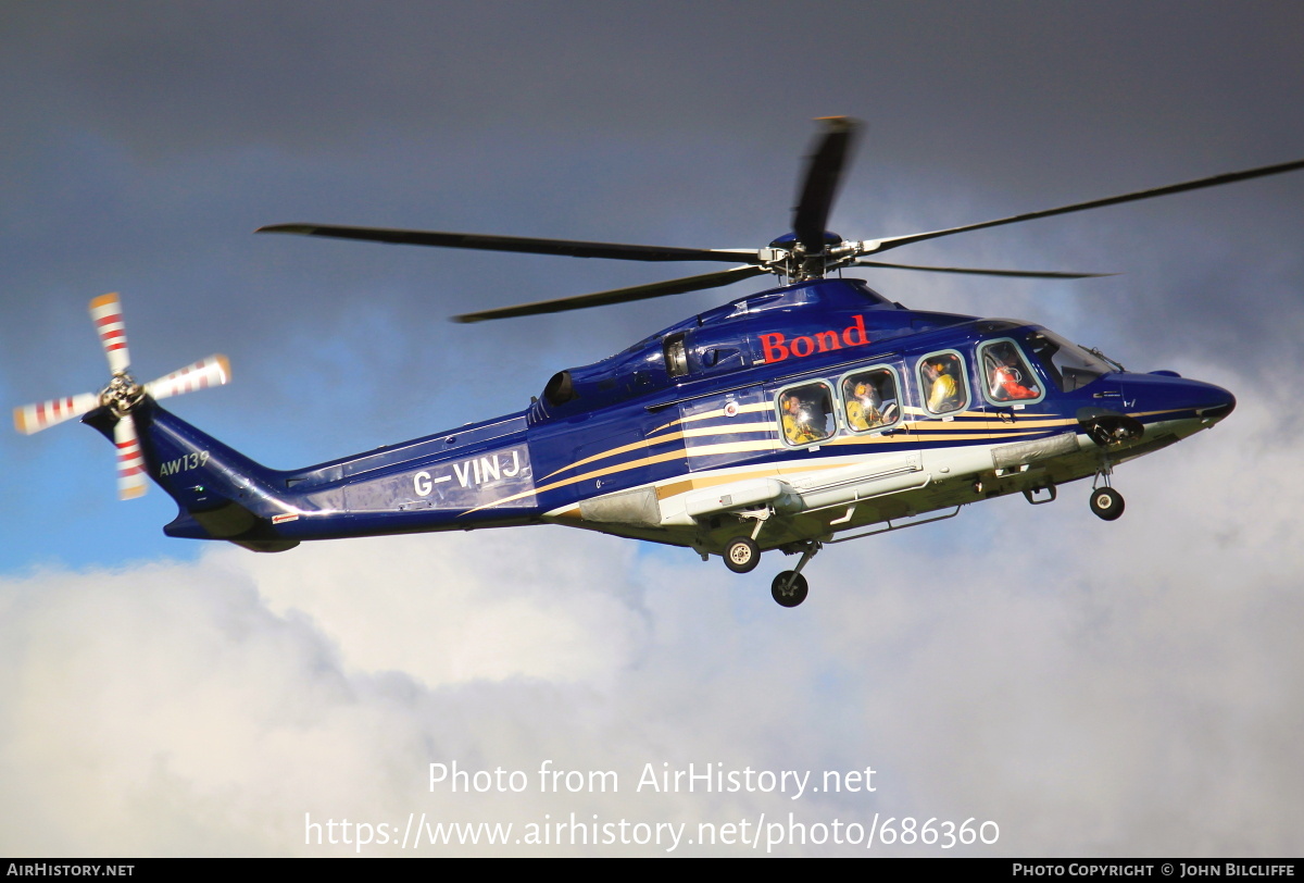 Aircraft Photo of G-VINJ | AgustaWestland AW-139 | Bond Helicopters | AirHistory.net #686360