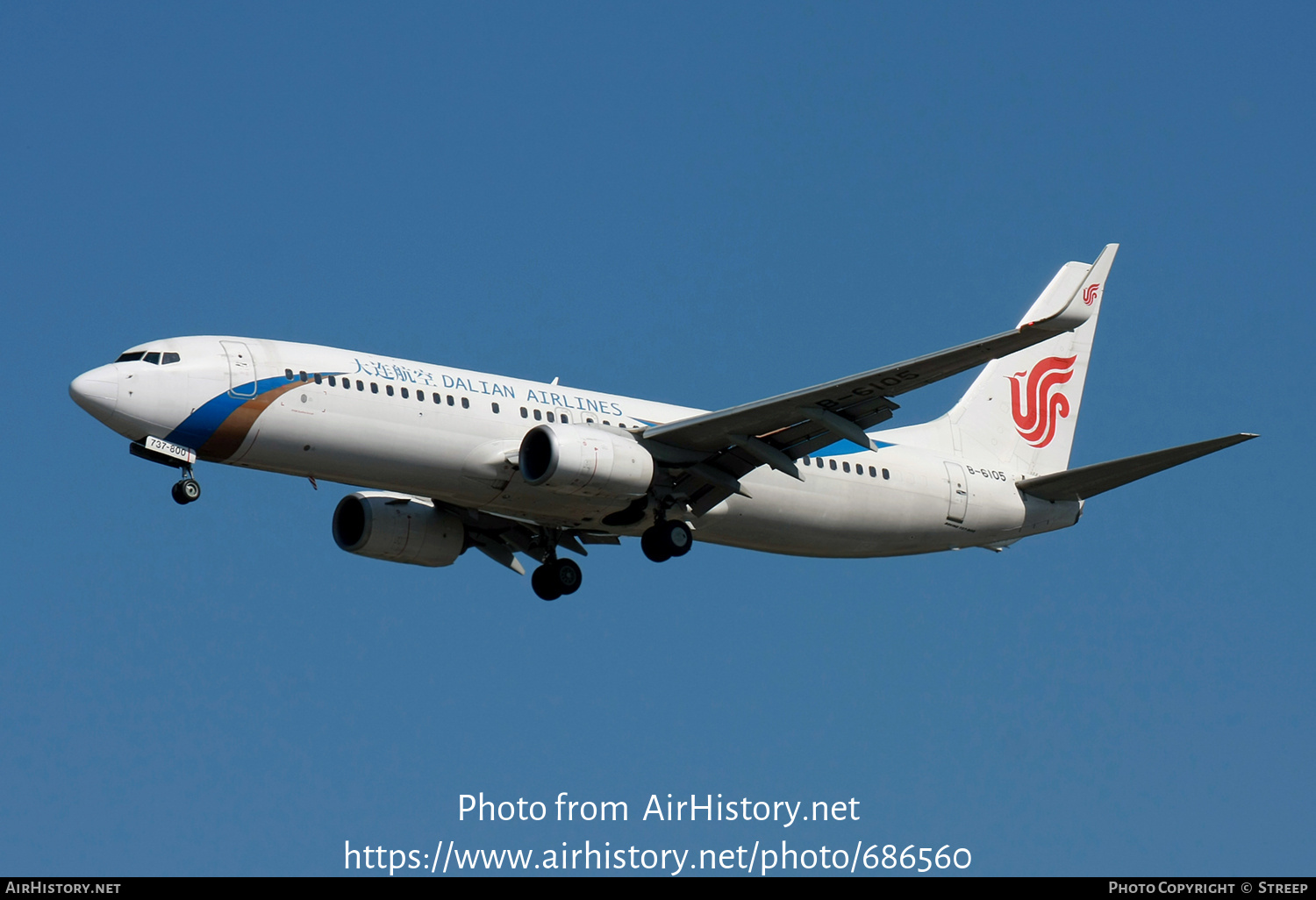 Aircraft Photo of B-6105 | Boeing 737-89L | Dalian Airlines | AirHistory.net #686560