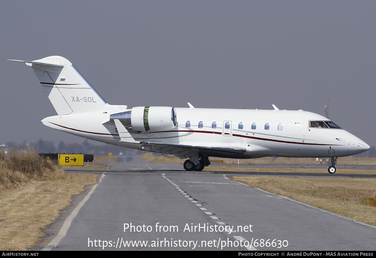 Aircraft Photo of XA-SOL | Bombardier Challenger 650 (CL-600-2B16) | AirHistory.net #686630