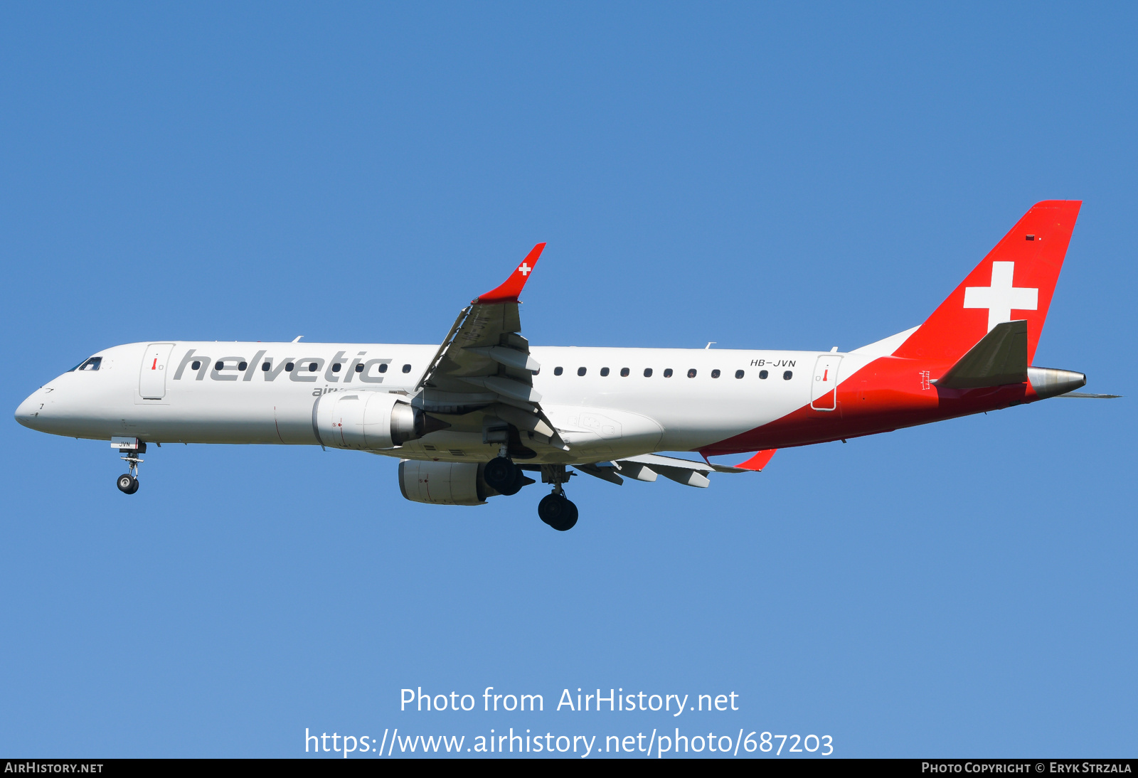 Aircraft Photo of HB-JVN | Embraer 190LR (ERJ-190-100LR) | Helvetic Airways | AirHistory.net #687203