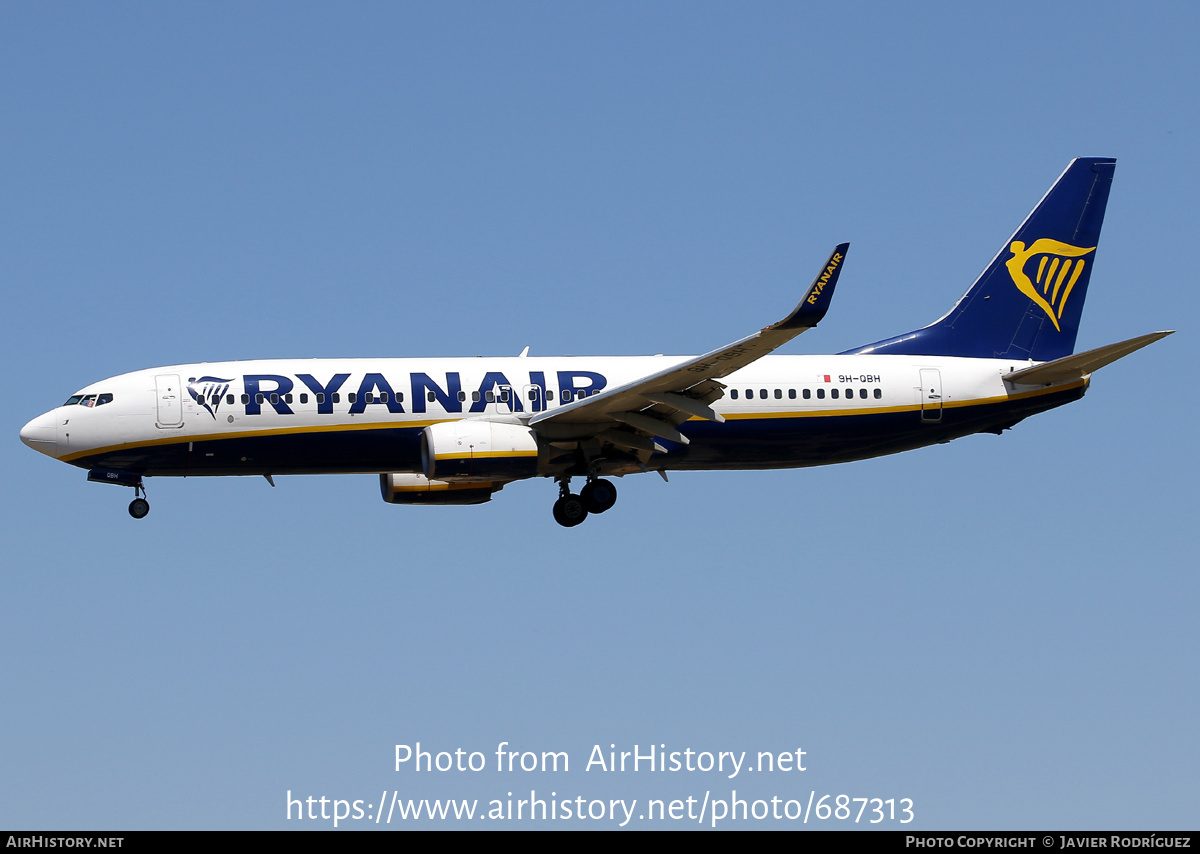 Aircraft Photo of 9H-QBH | Boeing 737-8AS | Ryanair | AirHistory.net #687313