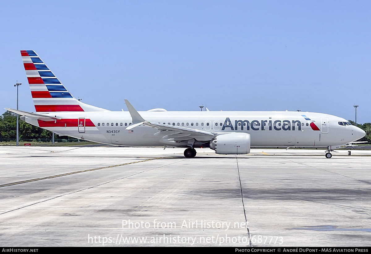 Aircraft Photo of N343SY | Boeing 737-8 Max 8 | American Airlines | AirHistory.net #687773