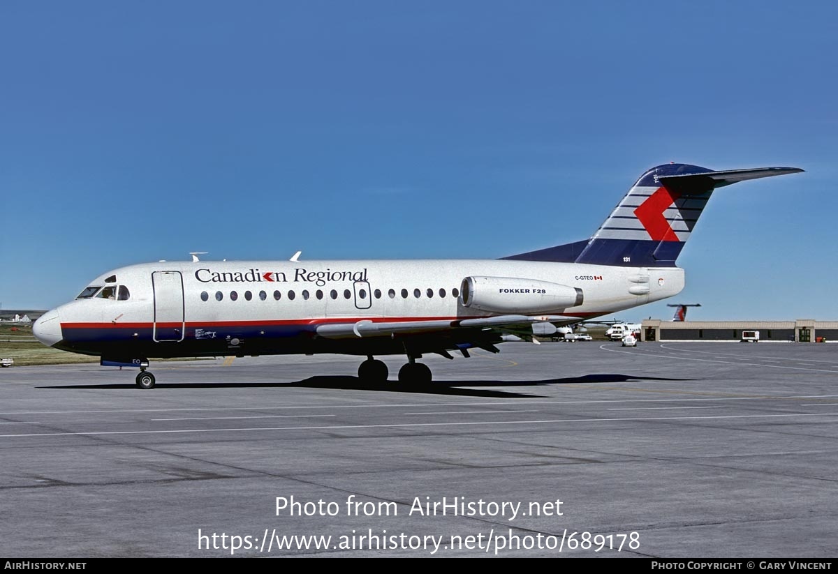 Aircraft Photo of C-GTEO | Fokker F28-1000 Fellowship | Canadian Regional Airlines | AirHistory.net #689178