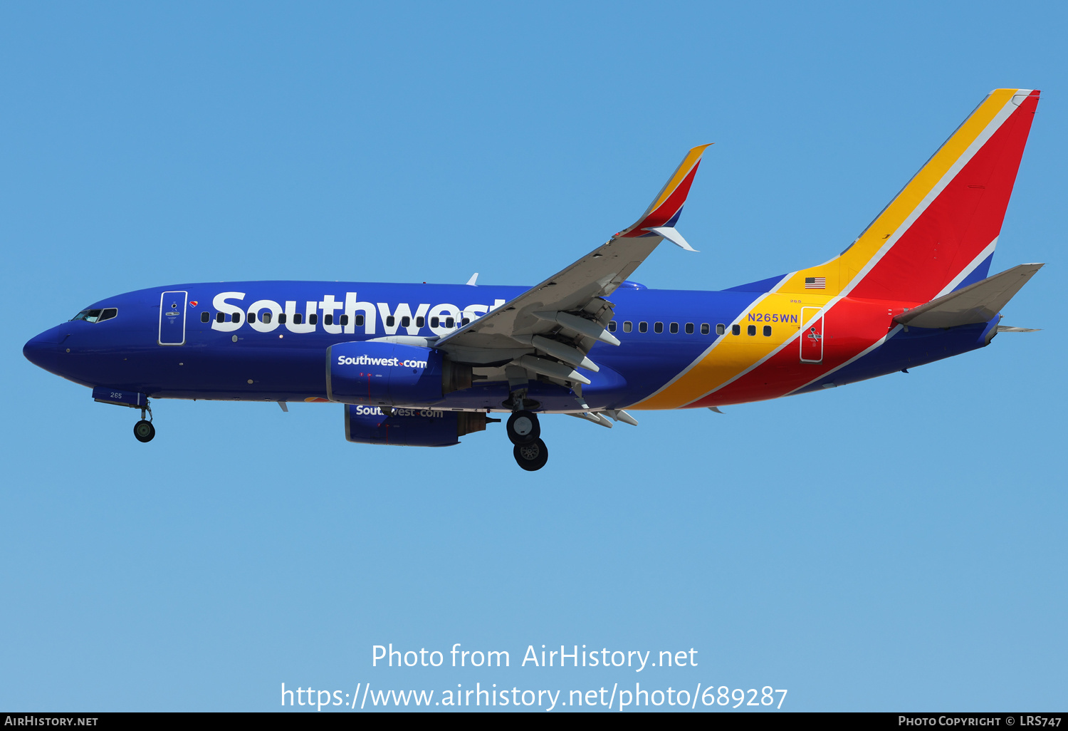 Aircraft Photo of N265WN | Boeing 737-7H4 | Southwest Airlines | AirHistory.net #689287