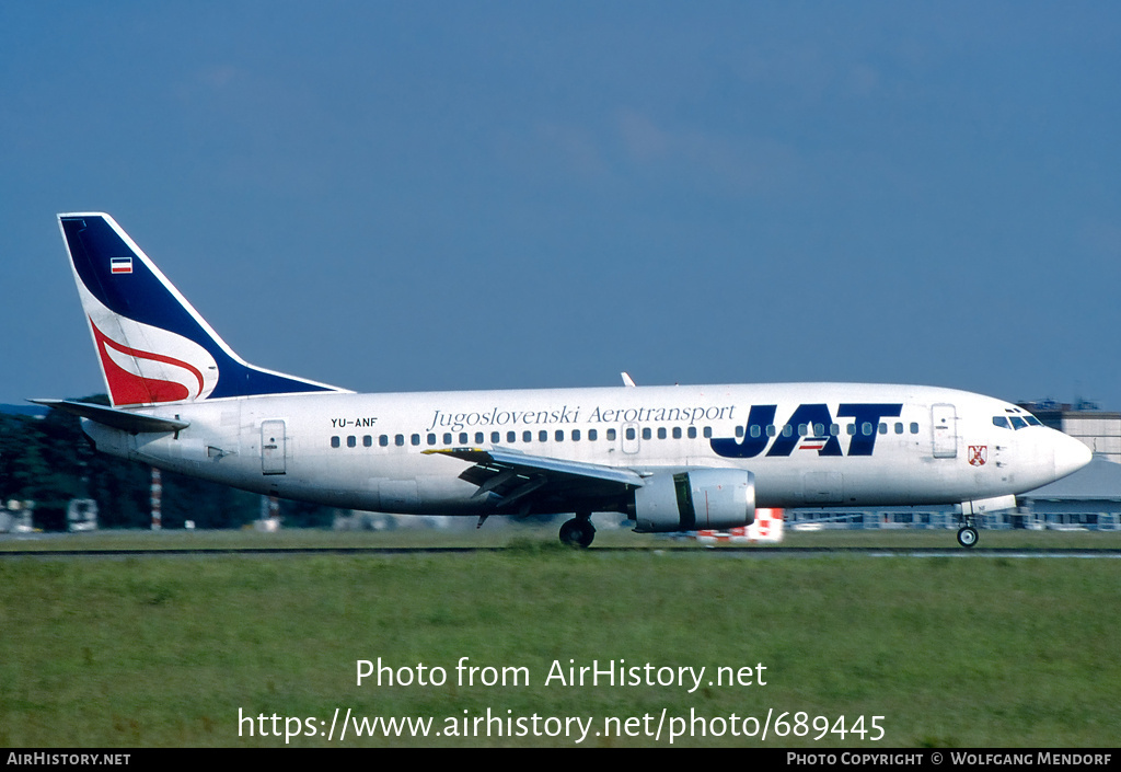 Aircraft Photo of YU-ANF | Boeing 737-3H9 | JAT Yugoslav Airlines - Jugoslovenski Aerotransport | AirHistory.net #689445